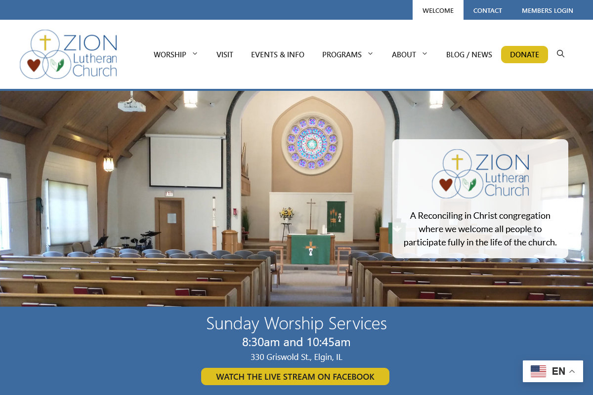 zion lutheran church grounded in christ screen shot